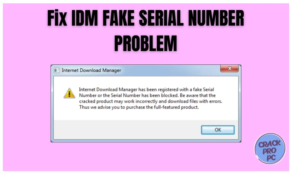 Fix IDM FAKE SERIAL NUMBER PROBLEM